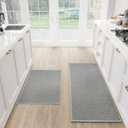 SUMLANS Kitchen Mat Set of 2 PCS, Cushioned Non Slip Rugs for Kitchen Floor, Absorbent Runner Comfort Standing Mats Washable for Kitchen, Office, Home (Grey, 17.3"x47"+17.3"x30")
