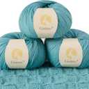 100% Merino Wool Yarn 3-Ply Luxurious and Soft Yarn for Hand Knitting & Crocheting (Cyan,3Balls)