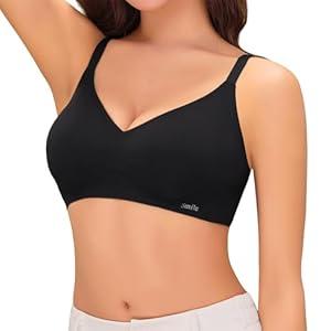 Danyaliren Seamless Bra for Women Everyday Wireless Bra Wire Free Comfort Women Bra Soft Lightly Underwear Adjustable Bras Black, Medium