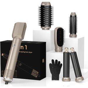 Hair Dryer Brush,6 in 1 Professional Hot Air Styler,Powerful Air Curling Wrap Styler,Negative Ionic Hair Dryer Fast Drying, Multi Hair Stylerfor Curling Volumizing Straightening Styling