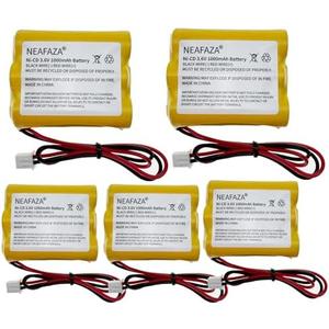 NEAFAZA 3.6v 1000mAh Ni-CD Exit Sign Emergency Light Battery Pack Compatible with OSA107 PowerSonic A5289-1 DISON KRH-15/51 KRH15/51 JLEU9 (5 Pack)
