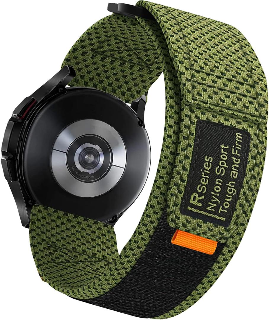 Soft Cloth Loop Wide Bands Compatible with Samsung Galaxy Watch 3 45mm Band/Galaxy Watch 46mm/Gear S3 Frontier, 22mm Sport Smart Watch Bands Adjustable Quick Release Straps for Women Men. (Green)
