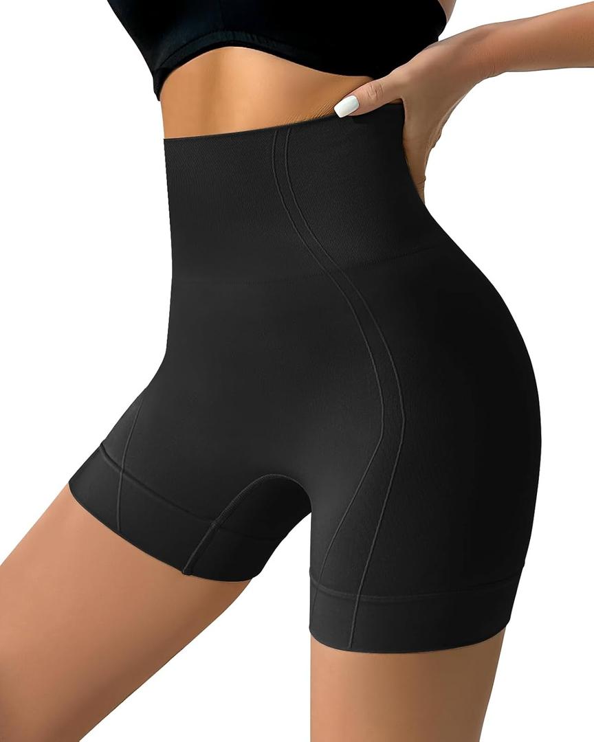Tummy Control Shapewear Shorts for Women Under Dress Womens Compression Shorts Under Dress Shapewear (Black, L)