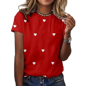 Valentines Day Shirt for Women Sequin Heart Cute Sparkly Short Sleeve Graphic Casual Tee Top (X-Large, P5)