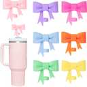 7 pcs Cute Bow Straw Covers Cap Toppers Compatible with Stanley 40/30 oz Tumbler Cups,Reusable Silicone Straws Lids Tips Protectors for 0.4 in/10mm Stanleys Cup Accessories