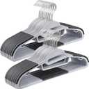 SONGMICS 30 Pack Coat Hangers, Heavy-Duty Plastic Suit Hangers, S-Shaped Opening, Space-Saving, 360º Swivel Hook, 16.3 Inches Wide, Light Gray and Dark Gray UCRP041G05