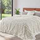 Lotus Karen Faux Fur Throw Blanket White - Big Bubble Rabbit Fluff Blanket for Couch Bed Sofa,Softest Fluffy Fuzzy Cozy Blanket,Plush Thick Furry Shaggy Warm Blankets for Women,90x90 Inches