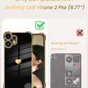 2 x Dretal for Nothing CMF Phone 2 Pro Case with 2X Screen Protector, Girl Women Cute Girly Love-Heart Luxury Gold Soft Cover Camera Protection Bumper Silicone Shockproof Case for CMF Phone 2 Pro (Black)