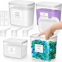 Lifewit 3+1 Laundry Pods Container & Dryer Sheet Holder, Large Powder Detergent Dispenser Storage Jars, Laundry Room Containers for Scent Booster Beads with Pop up Lids, Labels and Scoop 