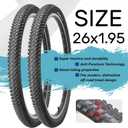 Hycline 2-Pack Mountain Bike Tires Set: 20/24/26/27.5-inch Folding Replacement High-Performance Wear-Resistant Bicycle Tires and Pair Inner Tubes with Tire Levers for MTB Off-Road Bike, 26x1.95 inch