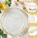 Havawish 50 Pcs Clear Gold 13 Inch Baroque Charger Plates Bulk Sturdy Acrylic Dinner Plates with Elegant Embossed Edge for Wedding, Banquet, Party Decor and Table Setting