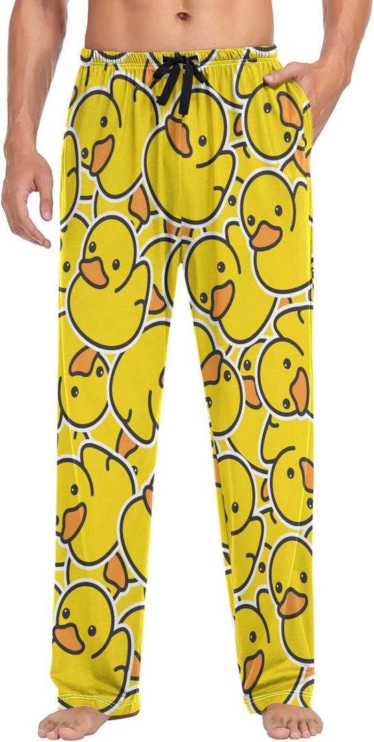 Mens 100% Cotton Pajama Bottoms Lightweight Lounge Pant with Pockets Soft Sleep Pj Pants for Men (Large, Multi3)