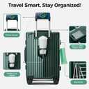 Carry on Luggage Aluminium Frame with Cup Holder,Top opening Suitcases and USB Charging Port,Lightweight with Front Pocket Rolling Suitcases with Spinner Wheels (Green, 20Inch)