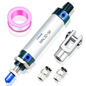 TAILONZ PNEUMATIC 32mm Bore 50mm Stroke Air Cylinder Double Action with Y Connector and 2Pcs 8mm Fitting MAL32x50