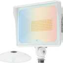 kadision 55W White LED Flood Light with Dusk-to-Dawn Photocell, 3000K/4000K/5000K Selectable, 120V 6600lm IP65 Waterproof Knuckle Mount Outdoor Security Lights, ETL Listed