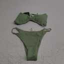 ZAFUL Womens Textured Tie String Bikini Swimwear Triangle Smocked Swimsuits Two Piece Set, M