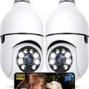 Light Bulb Security Camera 2 Packs, 5G&2.4GHz 5MP Security Cameras Wireless Outdoor 360 PTZ Cameras for Home Security with Color Night Vision, 2 Way Talk, AI Human Detection, Screw in Light Socket (White)