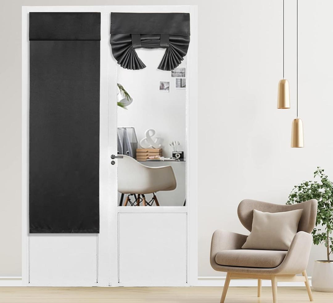 PI Front Curtain 2 Panels, Window Shade Privacy Thermal Insulated Light Block Curtain for French/Sliding/Patio Door, W34XL68, Black