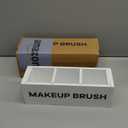 Suli Large Makeup Brush Holder Organizer, Wooden Cosmetic Brushes Storage with 3 Slots, Eyeliners Display Case for Vanity Desktop Bathroom Countertop -White