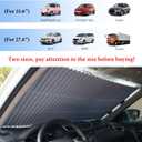 Retractable Windshield Sun Shade, Foldable Sun Shade for Sun, Heat and UV Rays Protection Keep Your Vehicle Cool, Front Window Sun Visor Protector with Suction Cups (Large 60"×27.6")