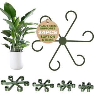 24PCS Forest Green Plant Stem Support, Invisible Stem Supports for Indoor Plants, Monstera Plant Support for Healthy Growth, 4 Sizes Climbing Houseplant Holders, Reusable Plant Accessories