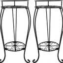 CASIMR 2-Pack Plant Stand, 2 Tier 26.8 inch Tall Metal Potted Holder Rack,Indoor Outdoor Multiple Flower Pot Shelf Rustproof Iron Garden Container for Garden Patio Living Room Corner Balcony, Black