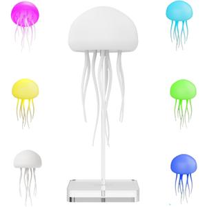 Jellyfish Lamp USB Charging Voice Controlled,Jellyfish Tentacles Dance RGB Lights-Rechargeable Bedside Lamp,Jellyfish Table Lamp with Touch Sensor,Christmas Gifts(Hanging + Base)