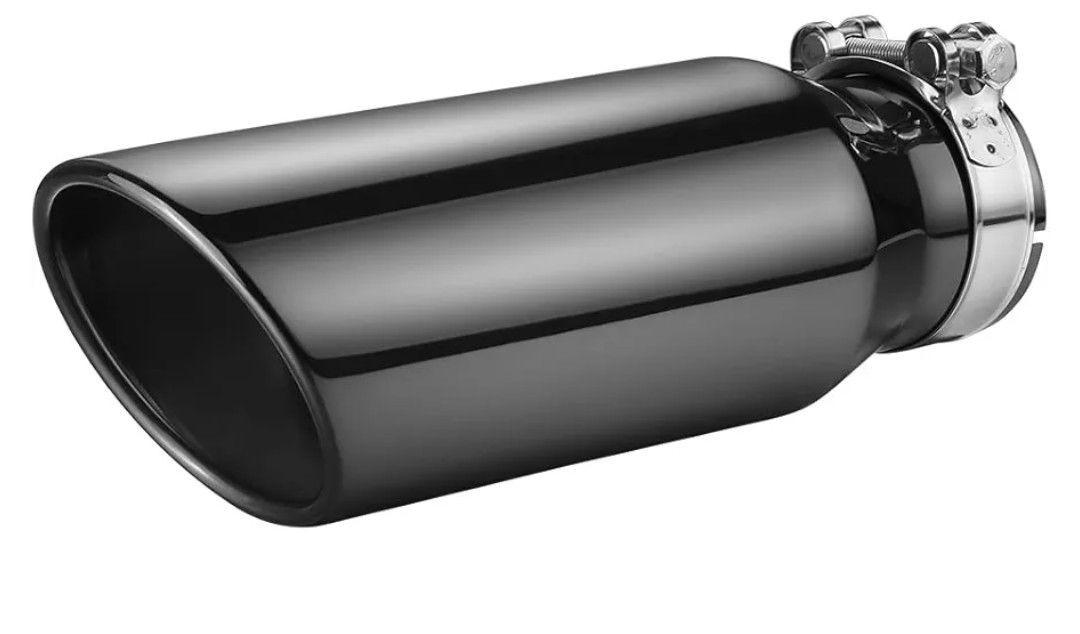 A-KARCK Exhaust Tips Black Chrome 3" Inlet, Muffler Tip with Never Fading and Peeling Coating, 3" Inlet to 4" Outlet 12" Long