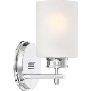 Kira Home Phoebe 8" Modern Wall Sconce/Vanity Light + Frosted Seeded Glass Shade, Chrome Finish