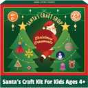 Butterfly EduFields Santas Craft Christmas Activity Kit | Holiday Arts & Crafts Set for Kids Ages 4 5 6 7 8 | Make 20+Ornaments with Wood Painting, Bead Crafts & Gem Art | Christmas Decoration Kit