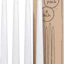 CANDWAX 8 inch White Taper Candles Set of 4 - Unscented Dripless Tapers - Smokeless Christmas Tapers - 6 Hours Burning Time Tapered White Candlesticks - Christmas Candle Sticks