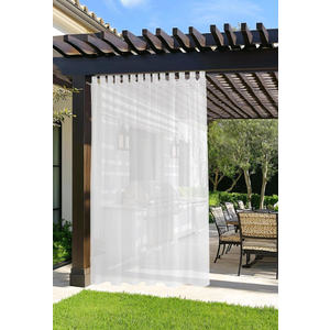  Outdoor Sheer Curtain for Patio, Voile Sheer Curtain & Drapes for Porch/Sliding Glass Door, Gazebo Decor Drapes, W180 x L112, White