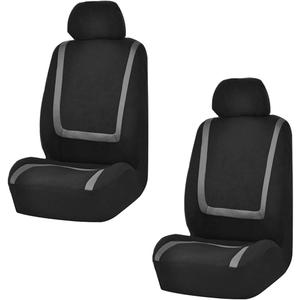 LAINLOY 2 Pack Car Seat Covers, Breathable Seat Protectors, Anti-Slip Driver Seat Cover, Comfortable Front Seat Cover Set Universal Fit for Truck, SUV, Sedan, Airbag Compatible (Black&Gray)