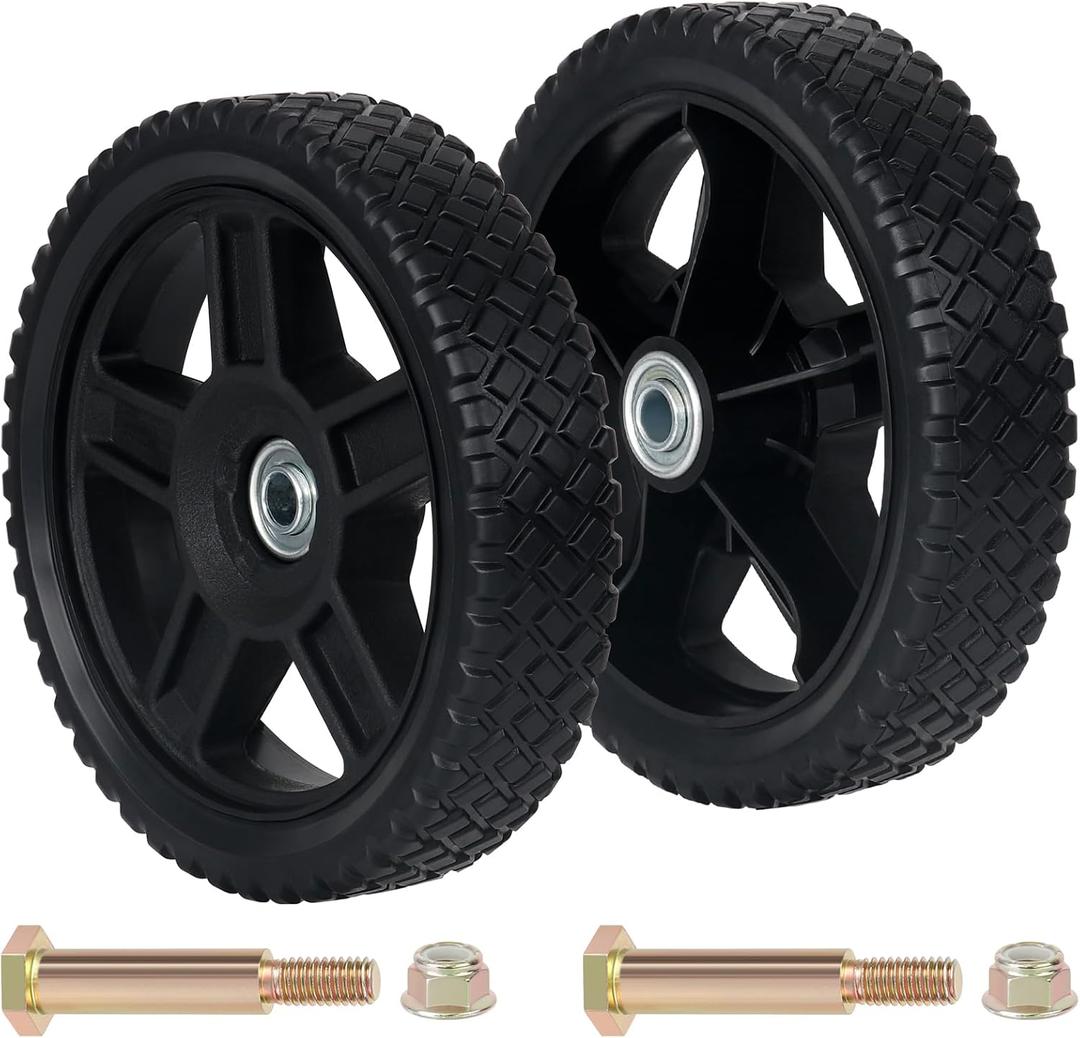CheeMuii 8 Inch Lawn Mower Wheels 2 Pack 8" Push Lawn Mower Wheels with Bolts and Lock Nuts Kit Fit for Most Standard push Lawn Mowers/Generator/Garden Tiller/Handtruck