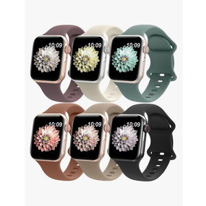 6 Pack Liquid Silicone Sport Bands Compatible with Apple Watch Band 38mm 40mm 41mm 42mm 44mm 45mm 46mm 49mm Women Men, Waterproof Soft Wristband for iWatch Series 10 9 Ultra 8 7 6 5 4 3 2 1 SE
