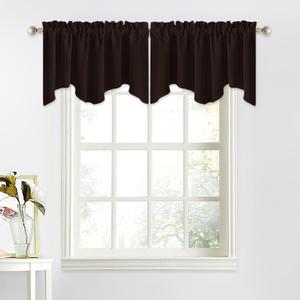 NICETOWN Bathroom Curtain Valances - 52 x 18 inches Rod Pocket Privacy Valance for Kitchen/Bay Window/Nursery/Boys Bedroom (Toffee Brown, Double Pieces)