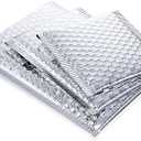 50 Pieces Bubble Mailers 3 Sizes Self Seal Adhesive Poly Mailers Metallic Foil Glitter Padded Shipping Bubble Envelopes for Valentine Mailing Packing Small Business (Silver)