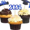 3 x Graduation Cupcake Toppers 2026,48 PCS Graduation Decoration,Class of 2026 Food Appetizer Picks,Graduation Party Supplies/Food Appetizer Picks Mini Cake Decor (Blue)