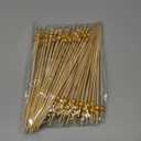 100 Pcs 8 Inch Long Cocktail Picks Fancy Toothpicks for Appetizer Bamboo Cocktail Sticks for Drink Dessert Fruit Barbecue Pearl Skewers for Party Decor Charcuterie Boards Accessories (Gold)