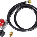 Llamaviva Propane Hose with Regulator,4.1ft Hose - 0-20 PSI Adjustable Gas Burner Connector, QCC-1/Type 1 Tank Fitting, Heavy-Duty Brass & PVC for Grill, Stove, Turkey Fryer - Safe&Secure Connection