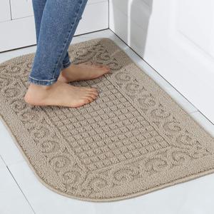 COSY HOMEER 32X20 Inch Anti Fatigue Kitchen Rug Mats are Made of 100% Polypropylene Half Round Rug Cushion Specialized in Anti Slippery and Machine Washable (32x20in Beige 1pc)