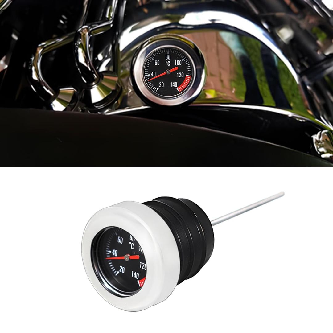 Motorcycle Oil Temperature Dipstick for Harley Softail Twin Cam 2000-2017 Fat Boy (Chrome)