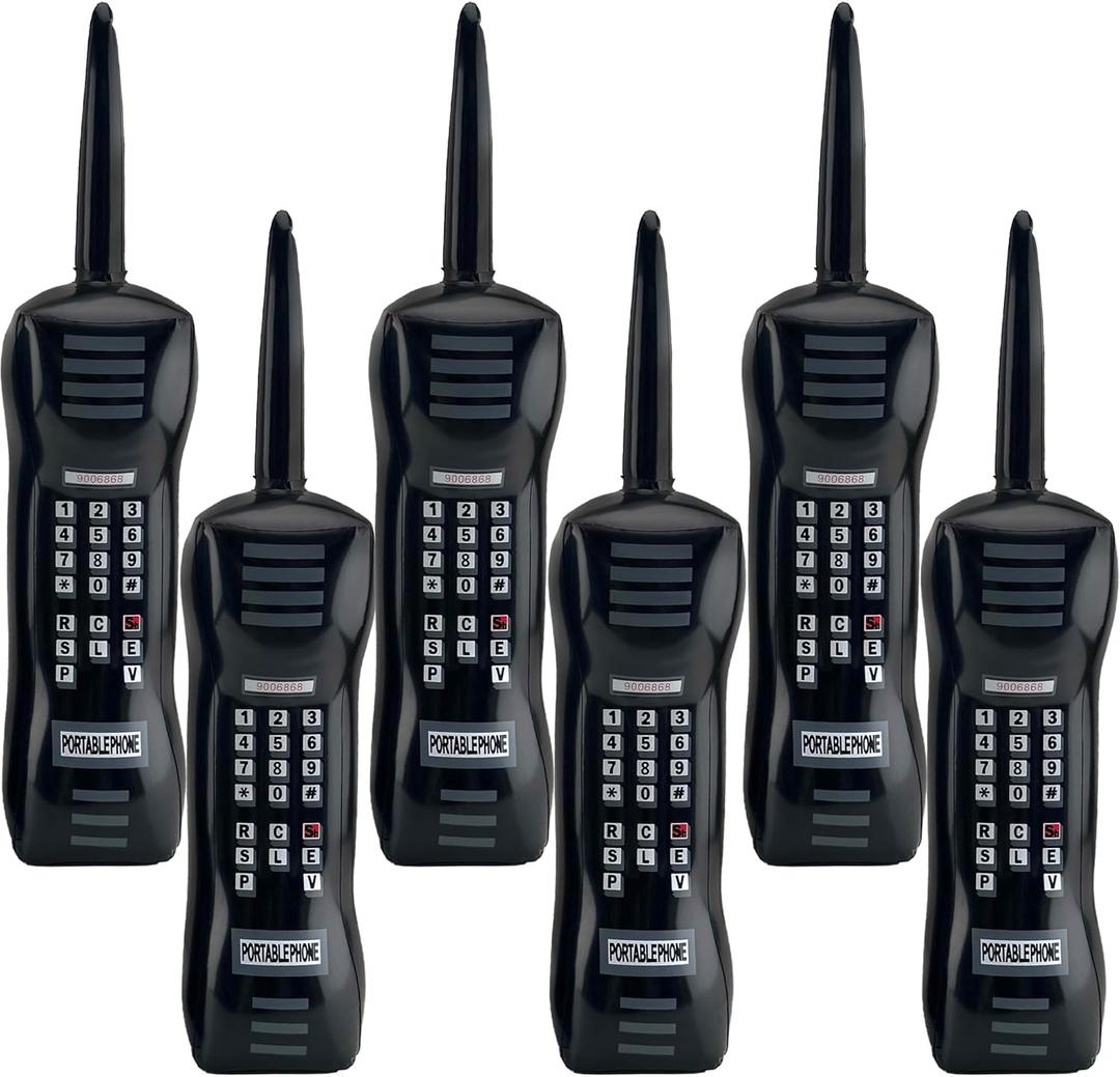 6 Pack Inflatable Phone Large Blow Up Mobile Phone Props Gaint Inflatable Retro Mobile Phone for 80s 90s Hip Hop Theme Birthdays Party Supplies