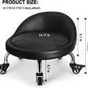 Rolling Stool with Backrest Low Height Rolling Stool with PU Leather, Roller Stool Chair, Roller Seats for Home, Office, Garage, Shop, Library, 2"h Casters