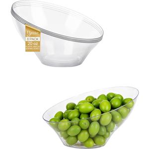 BESTSTAR 20OZ Plastic Clear Serving Bowls 8 Pack Angled Disposable Party Bowls for Chips, Salad, Fruit & Candy  Heavy Duty Clear Serving Bowls for Parties, Buffet, Catering, Wedding, Daily Use