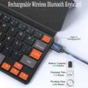 Universal Wireless Keyboard Ultra Light Portable Mini Keyboard with Adjustable Angle Stand&Leather Case,Computer Keyboard Rechargeable Travel Bluetooth Keyboard for iPad Android,Windows and iOS-Orange
