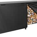 VIVOHOME 8ft Heavy Duty Indoor Outdoor Firewood Storage Log Rack with Cover Combo Set Black