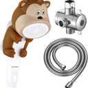 KAIYING Children's Handheld Shower Head,Cartoon Water Flow Spray Shower Head Baby Kids Toddler Bath Bathing Accessories (L:Showerhead(Monkey)+Hose+Diverter)