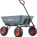 VEVOR 4 Cu.Ft. 600lbs Poly Garden Dump Cart, Heavy Duty 4 Wheel Wheelbarrow Yard Cart Dump Wagon with 10in All Terrain Wheels, Steel Frame and Quick Release System