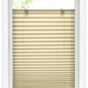 LazBlinds Tool-Free Cordless Pleated Shades with Suction Cups Light Filtering Top Down Bottom Up Pleated Blinds for Window Size 31" W x 64" H, Brown